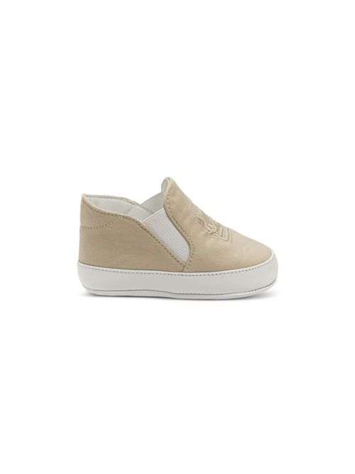 Pegaso-motif slip-on crib shoes - Neutrals