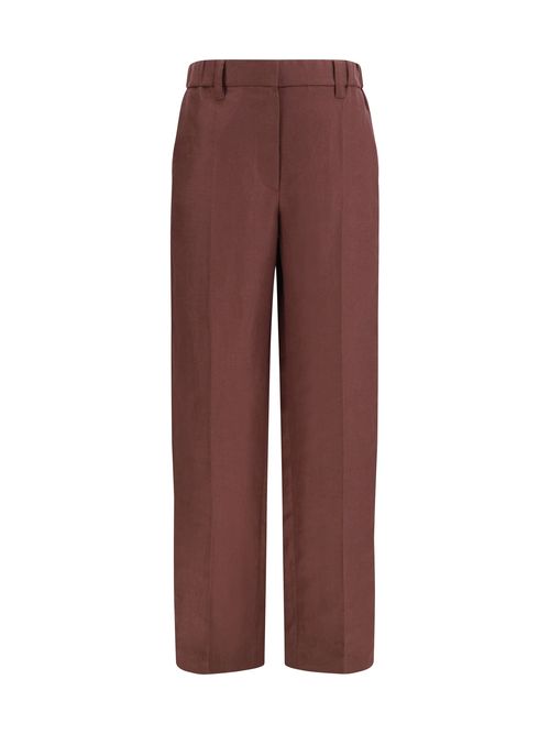 Wide-Leg Linen Trousers — Brown
