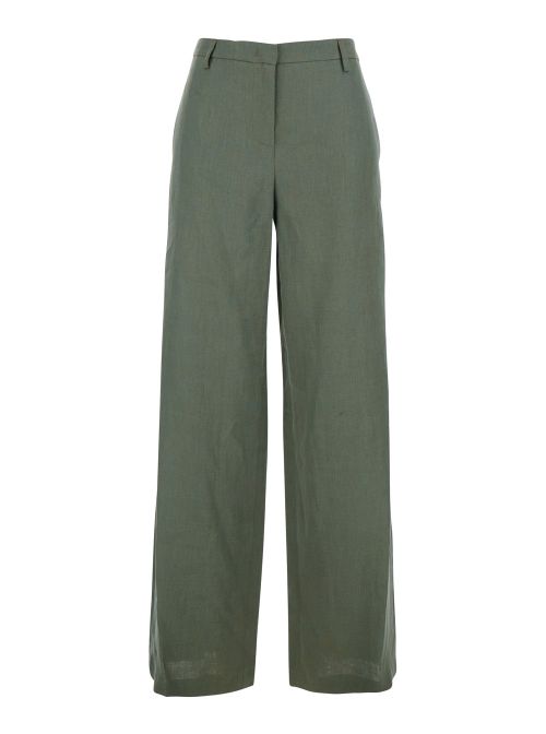 Wide Leg Linen Trousers — Green