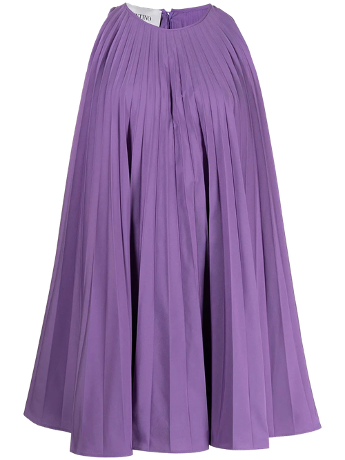 Pleated Sleeveless Minidress — Purple
