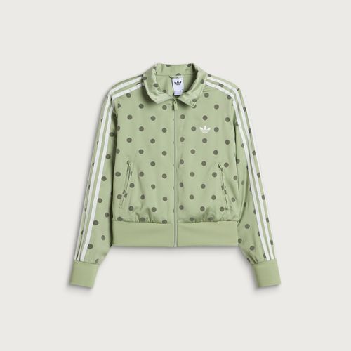 Women's Satin Polka Dots Track Top in Magic Lime