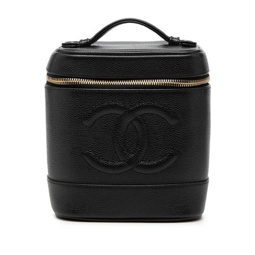 Chanel Black Grained Calfskin Handbag Vanity Bag Pre-Owned