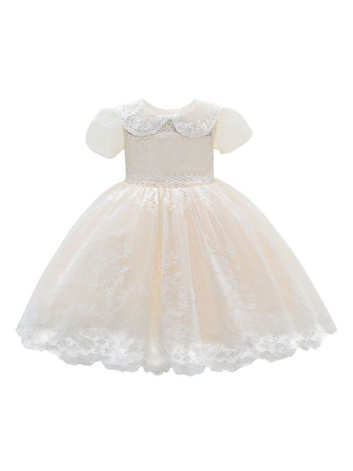 Dolly lace-embroidery dress - Neutrals