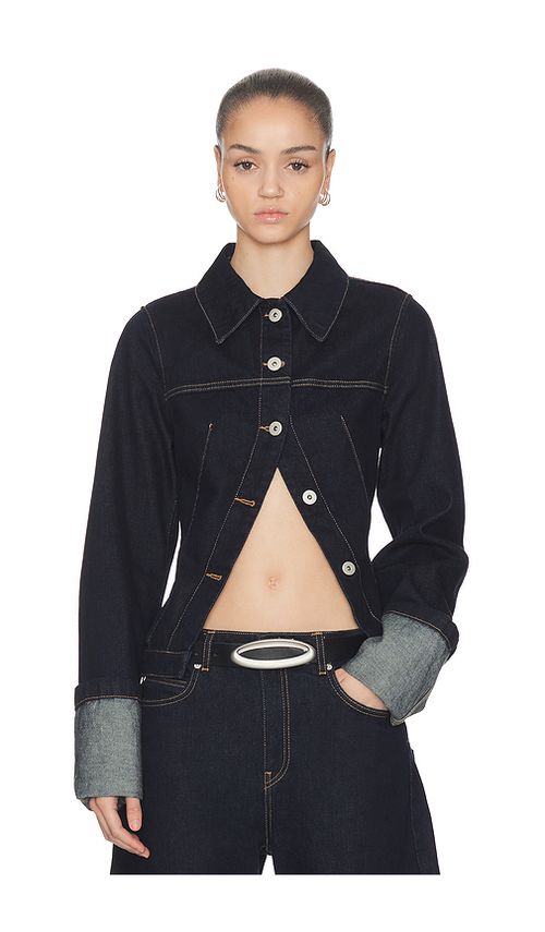 HAELO Cinch Back Trucker Jacket in Indigo - Blue. XL also in XS