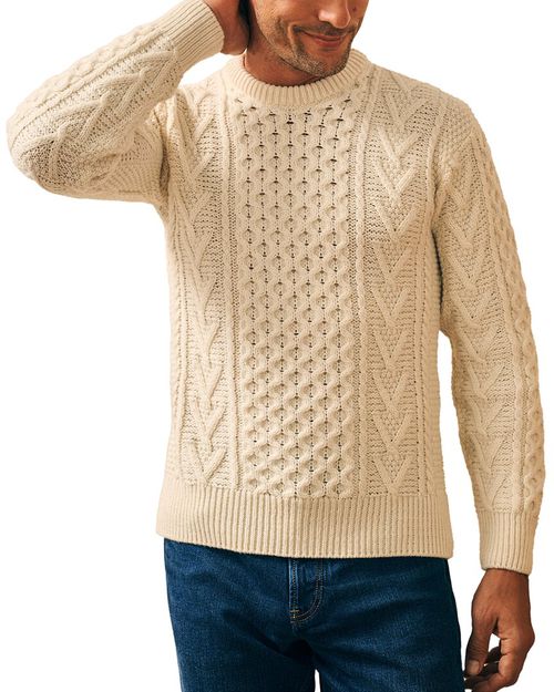 Irish Cable Wool & Cashmere-Blend Crewneck Sweater