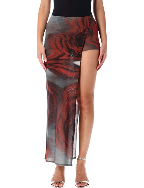 Asymmetrical Mini Skort with Floral Print - Size S