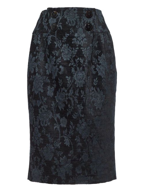 Floral jacquard pencil skirt - Black