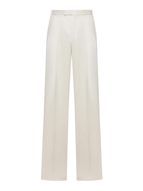 Silk Gabardine Trousers With Double Pleats