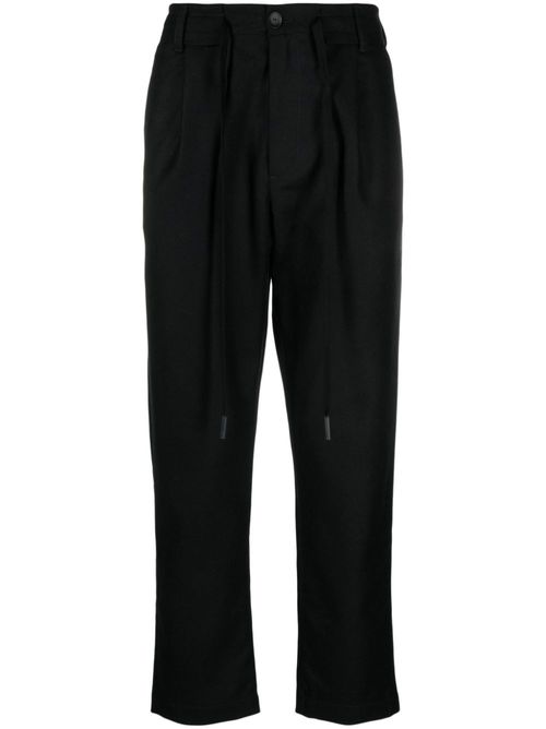 Drawstring straight-leg trousers - Black