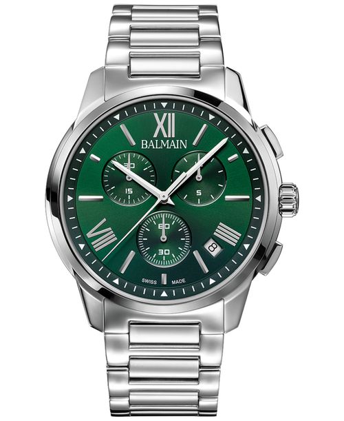 Men's Swiss Chronograph Madrigal Stainless Steel Bracelet Watch 42mm - Silver