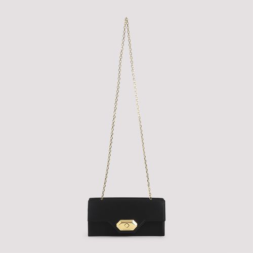 Invitation Evening Small Pouch Black Silk Leather Bag - Women