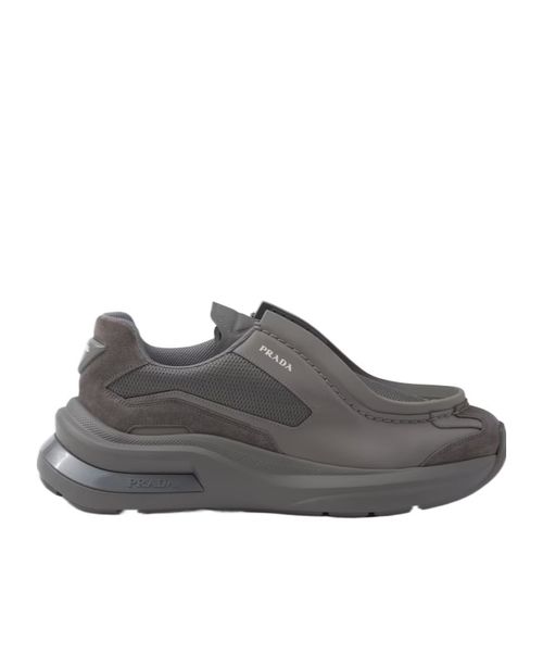 Systeme brushed leather sneakers with bike fabric and suede elements
