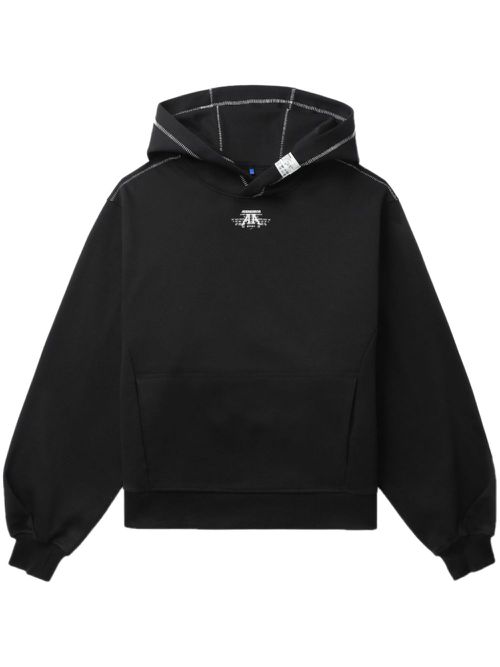 Logo-embroidered hoodie - Black