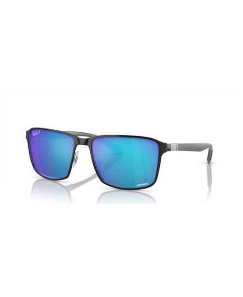 Unisex Polarized Sunglasses, Mirror Polar RB3721CH - Black on Silver