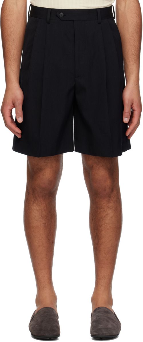 Auralee | AURALEE Black Light Wool Max Gabardine Shorts | Realry