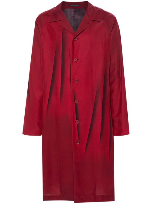 Abstract-print silk coat - Red