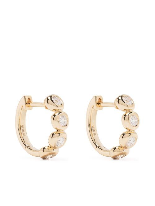 14kt yellow gold Pillow diamond huggie earring