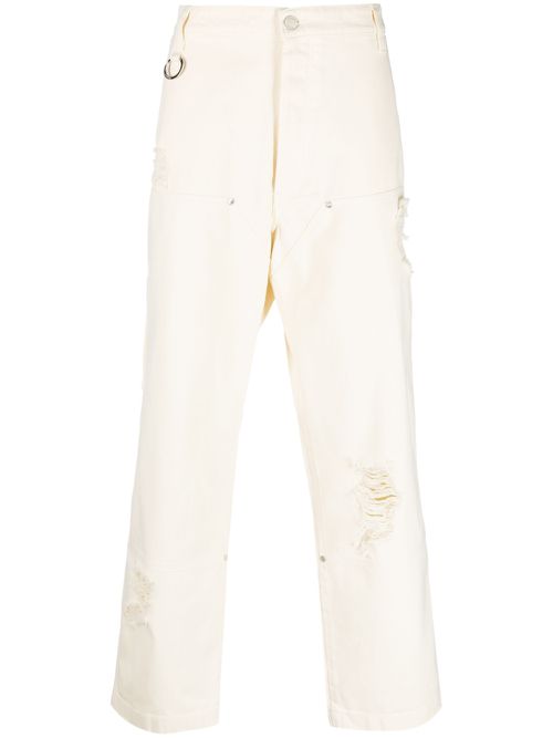Ripped-detailing loose-fit jeans - White