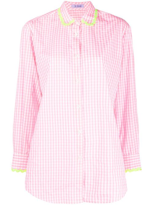 Gingham-print cotton shirt - Pink