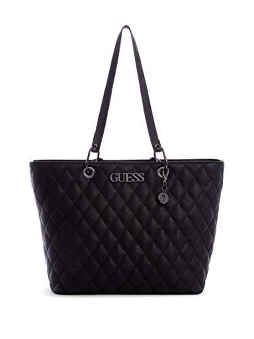 GUESS Women's Paladino Classic Black Quilted Large Tote Bag Handbag