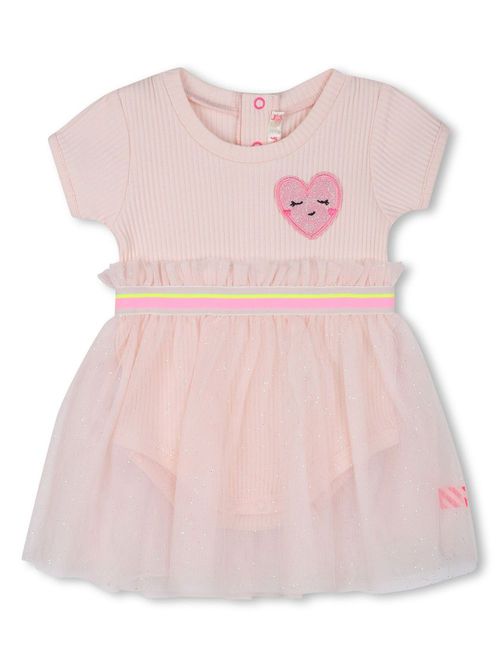 Heart-appliqué dress - Pink