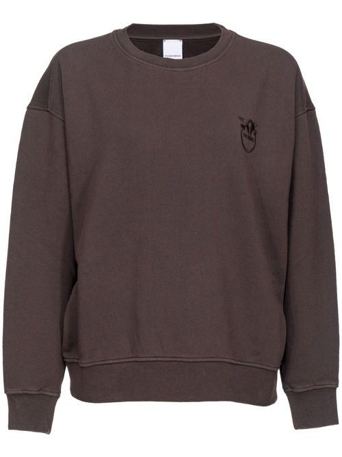 Love Birds-embroidered cotton sweatshirt - Brown