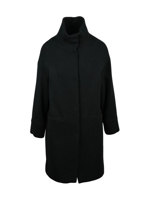 Black Virgin Wool-Blend Coat