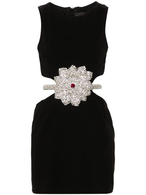 Crystal-embellished mini dress - Black