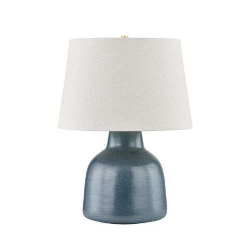 Aged Brass Ceramic Textured Navy Table Lamp from the Ridgefield Collection