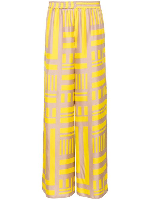 FF Labyrinth-print silk trousers - Yellow