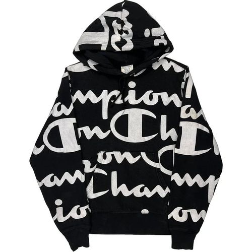 Reverse Weave Champion Spellout Hoodie - Medium Black Cotton