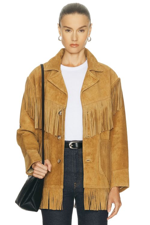 Polo Ralph Lauren Fringe Suede Jacket in Maple - Tan. L also in