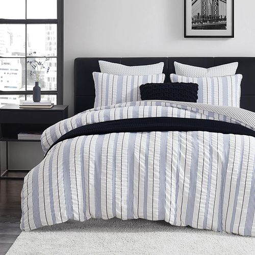 Dkny Seersucker Stripe Duvet Set, Full/Queen