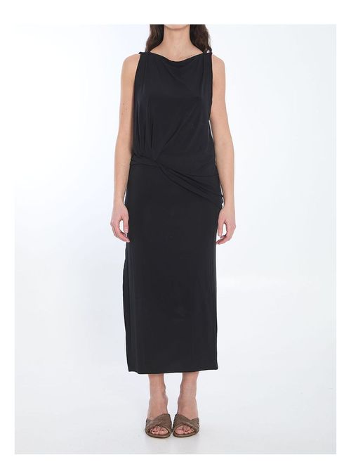 Jacquemus Women's Long Peplo Dress in Black | Size Small | 251DR2302381