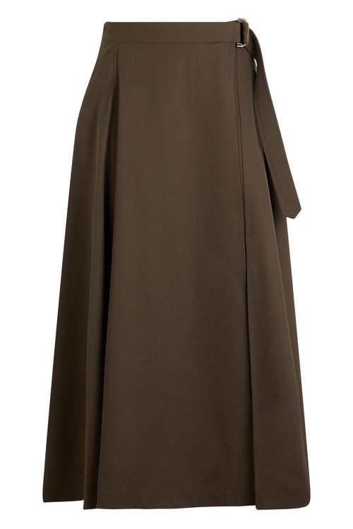 Long Wool Gabardine Skirt