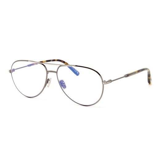 Eyeglasses Aviator Full Rim, Shiny Gunmetal Frame And Clear Blue Light Block Lens Ft5829-B008