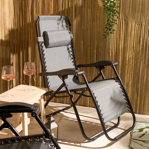 OHS Zero Gravity Sun Lounging Garden Chair - Charcoal Grey