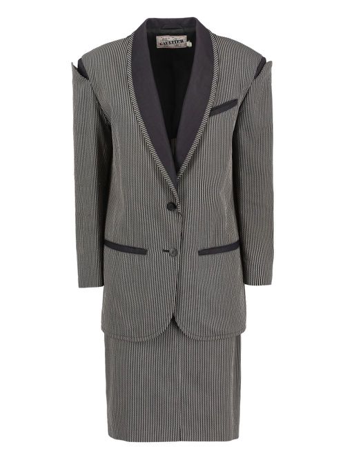 Striped single-breasted suit - Black