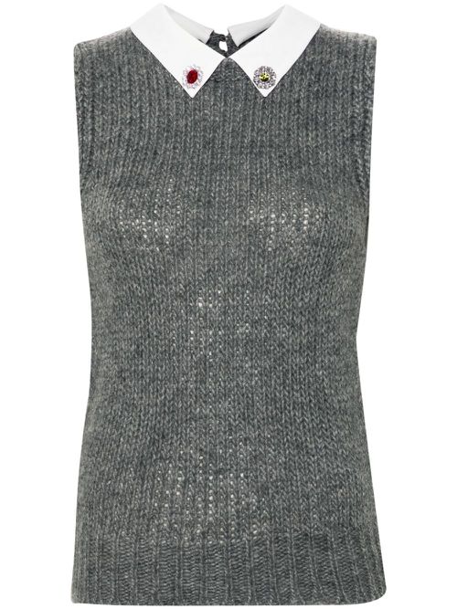 Crystal-embellished vest - Grey