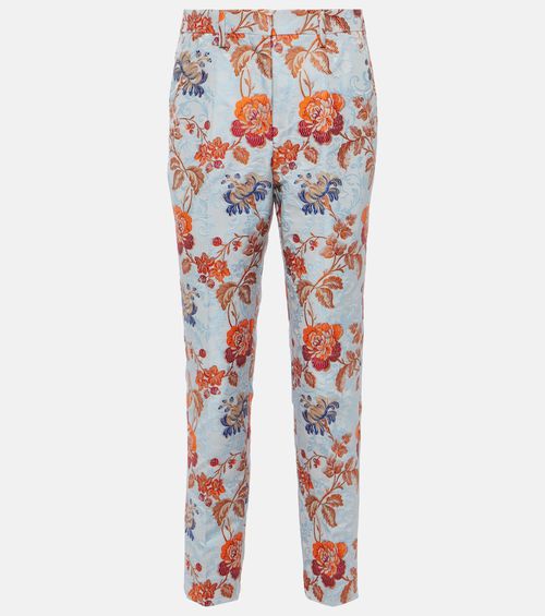 Floral jacquard pants