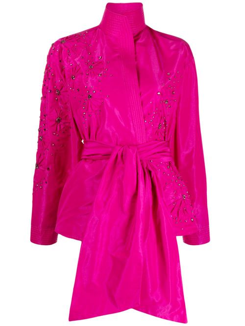 Crystal-embellished belted jacket - Purple