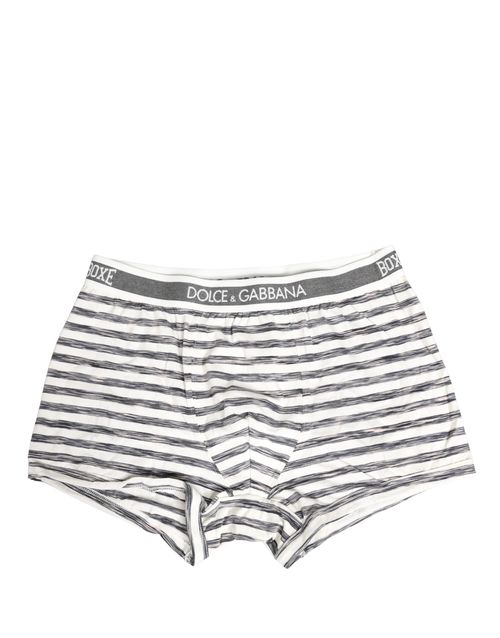 Striped Cotton Boxer Shorts — Gray