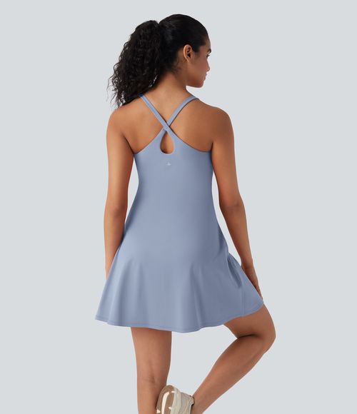 SoftlyZero™ Plush Active Dress-Longer Length-Easy Peezy Edition DD-F Cups Workout Dress - Skyway