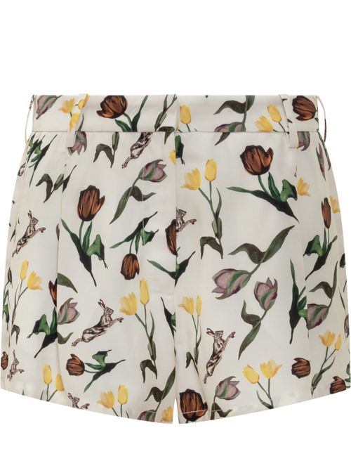 White Floral Shorts