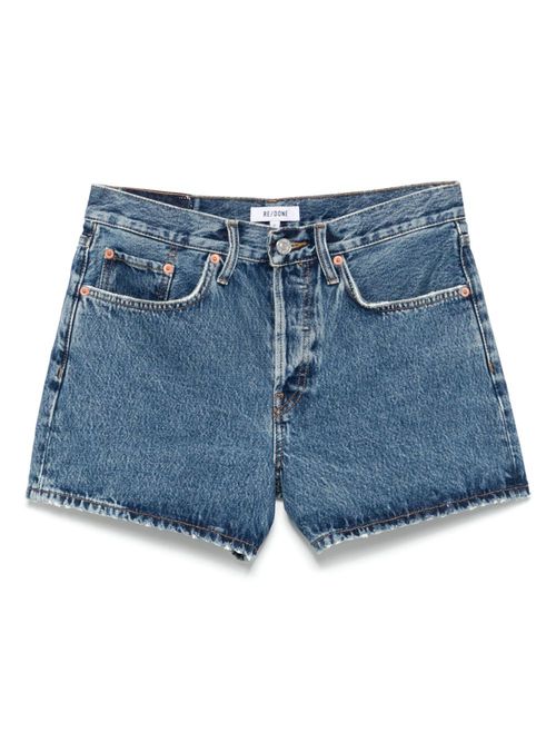 RE/DONE logo-patch denim shorts - Blue