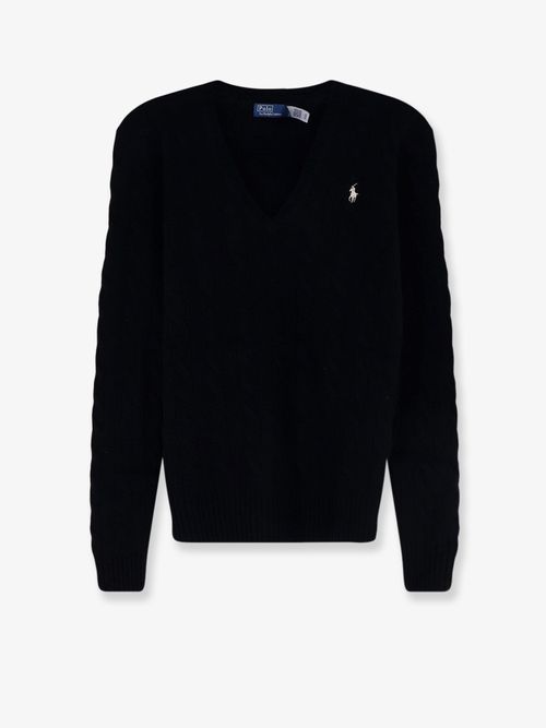 Wool-Cashmere V-Neck Sweater — Black