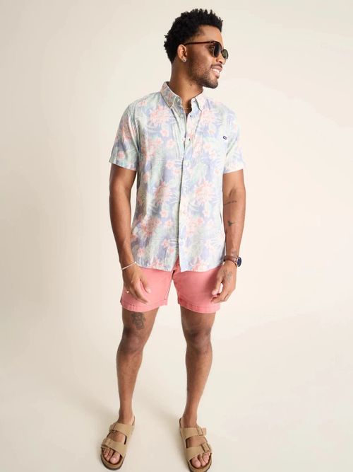 The Resort Wear Shirt Mens Navy Floral Print Button-Down DSGL1226
