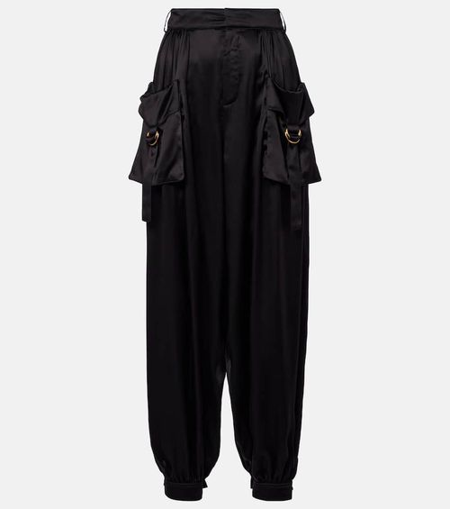 Chloé High-rise silk satin cargo pants