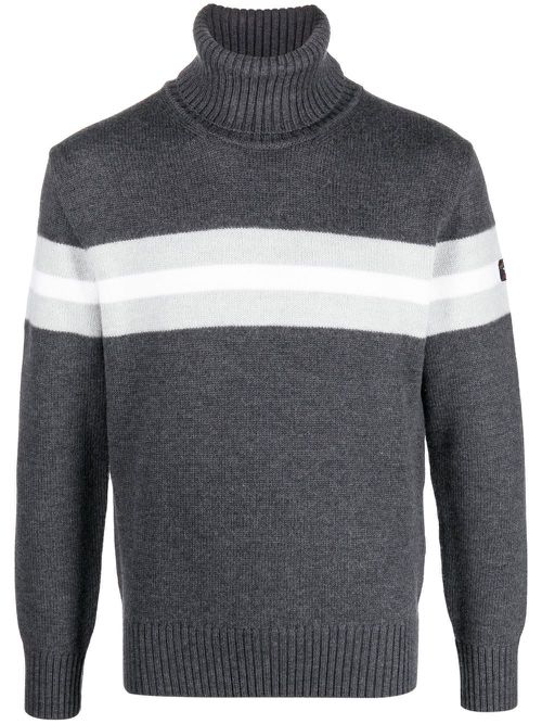 Striped roll-neck jumper - Grey