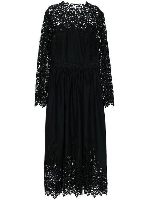 Lace-trim maxi dress - Black